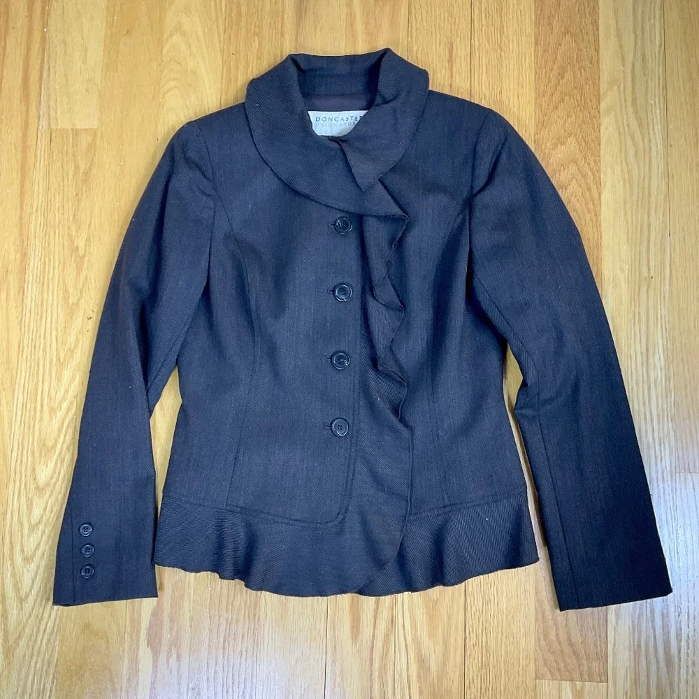 Doncaster Blazer Wool Brown Tweed Ruffle (6)